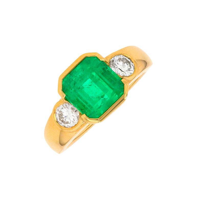 Bague émeraude 2.53 carats et diamants 0.40 carat or jaune 7.44g Comme neuf -  reconditionné disponible sur Gemme Les Bijoux